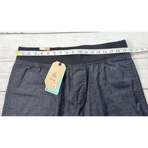 Prana Vaha Shorts Mens Gray Black Hemp Blend 10" Inseam Stretch Yoga Walk Size L - Picture 4 of 8